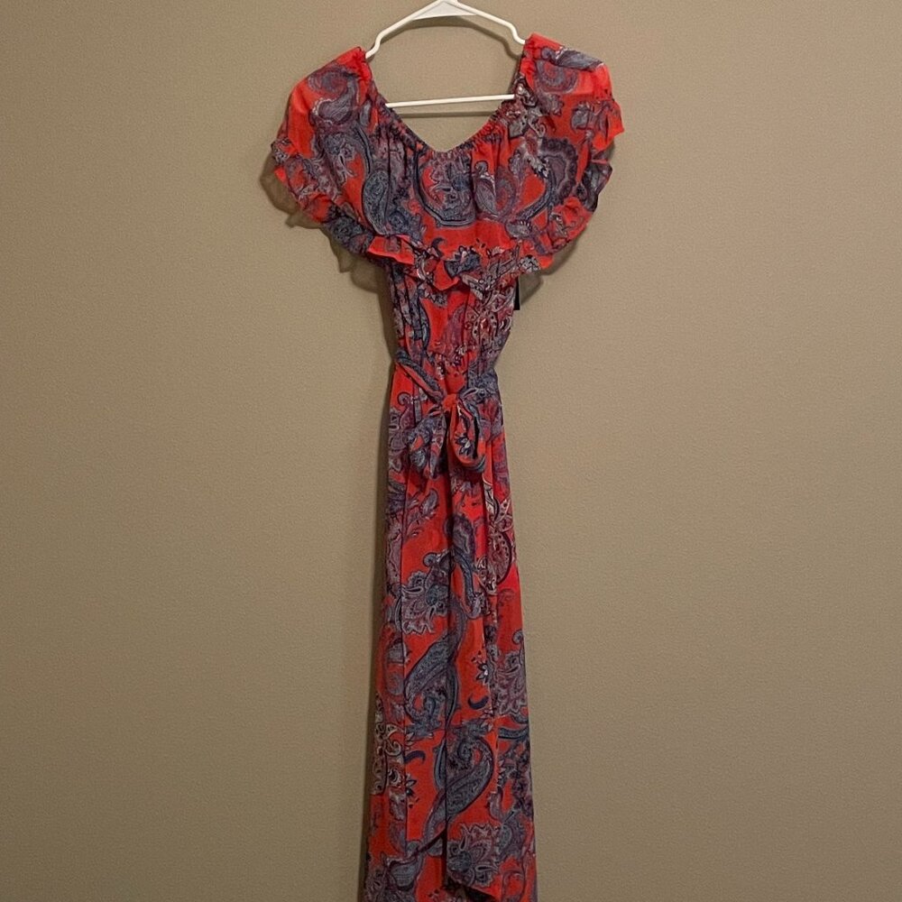 New! New York and Company XXS paisley red white and blue dress.